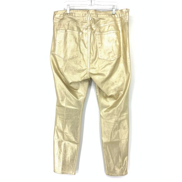 Good American Jeans Women's Size 22 High Rise Good Legs Denim Gold Metallic - Picture 2 of 8
